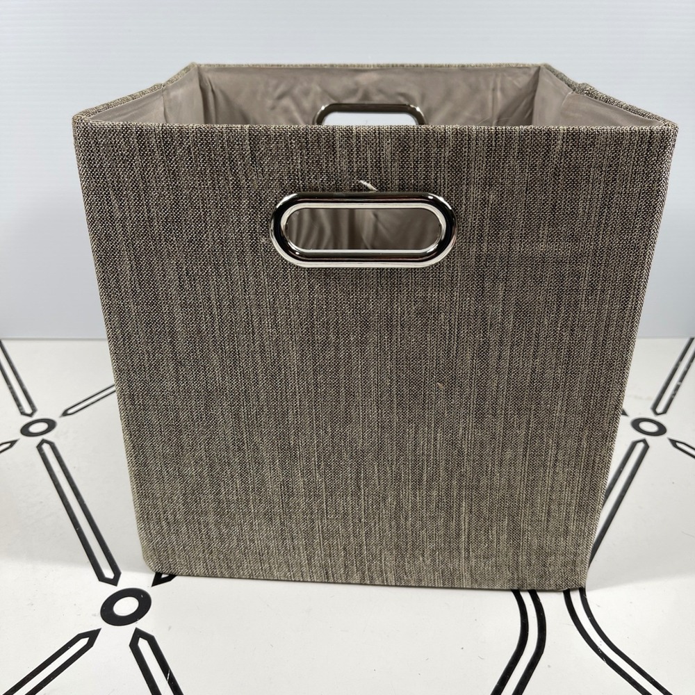 Fabric Storage Bin Cube Basket Gray Handles‎ Foldable Home Shelf Organizer